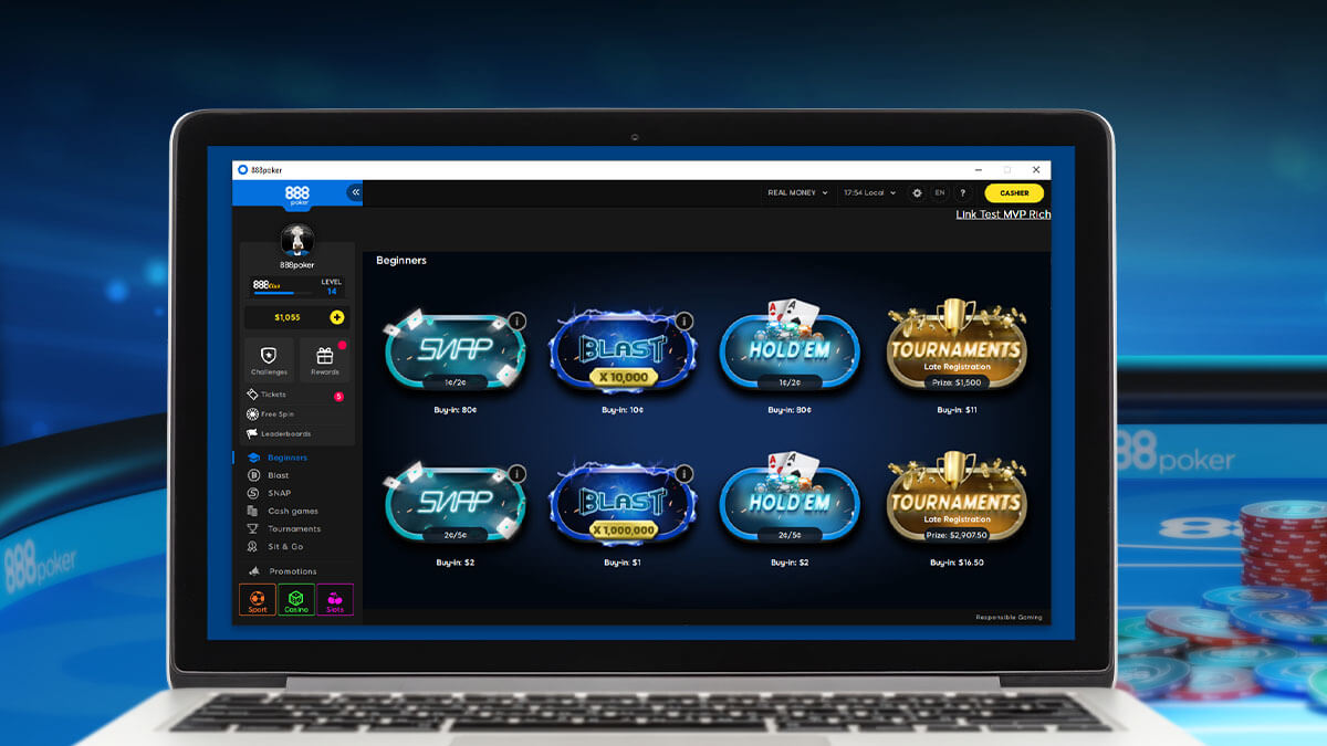 Jogue poker online em seu computador.